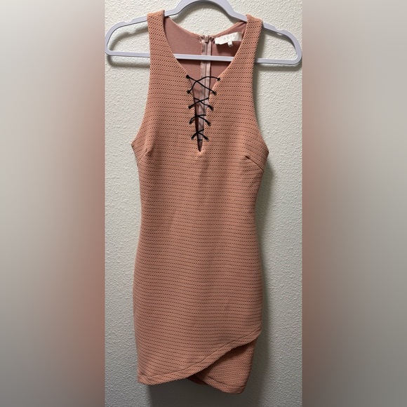 ASTR The Label Bodycon Dress Sleeveless Lace Chest Back Zip Pink Womens Small - Picture 1 of 12